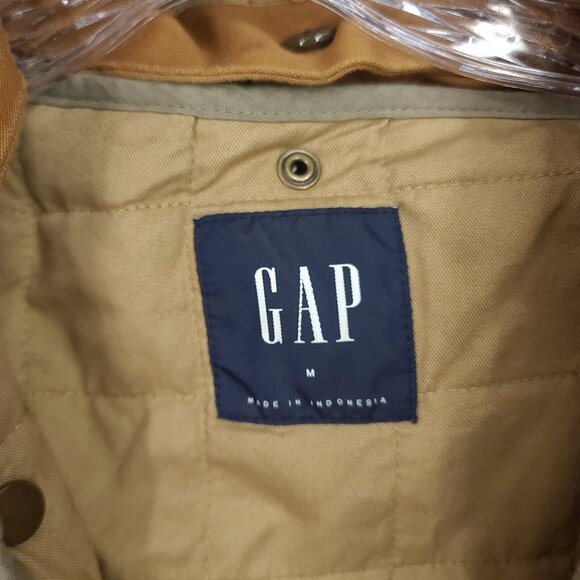 Gap Jacket Mens Medium Military Fishtail Parka Removable Hood Liner Brown Canvas - Picture 11 of 13